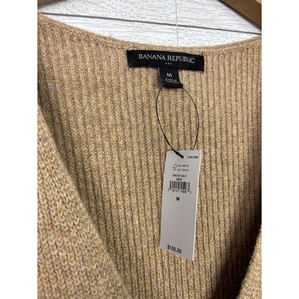NWT Banana Republic V Neck Midi Sweater Dress Tan Medium New - Picture 3 of 5